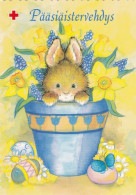 Postal Stationery - Rabbit - Bunny In Flowerpot - Easter Greetings - Red Cross 2002 - Suomi Finland - Postage Paid - Postal Stationery