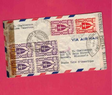 Lettre De 1943 Pour Les USA EUAN - YT N° 255, 256 Et 259 En Bloc De 4 - Série De Londres - Lettres & Documents