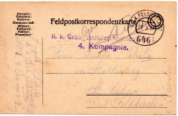 76638 - Österreich - 1917 - FpKe K.u.K. FELDPOSTAMT 646 -> Feldkirchen - Briefe U. Dokumente
