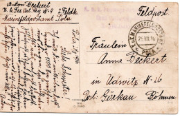 76639 - Österreich - 1916 - FpKe K.u.K. MARINEFELDPOSTAMT POLA -> Udwitz - Lettres & Documents