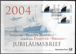 Germany. FDC Mi. 2412. Passenger Ship "Bremen", Winner In The 1929 Of The 'Blue Ribbon' FDC Cancellation On Big Envelope - 2001-2010