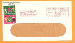 Empreinte De Machine à Affranchir En Rouge à 3 Cents USA Keene 1954 - Christmas