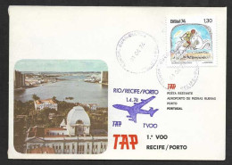 Brèsil Brasil Brazil Portugal Premier Vol TAP Recife Porto 1974 First Flight Recife Oporto - Posta Aerea