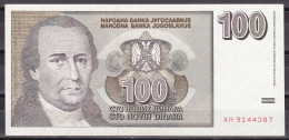 Yugoslavia-100 Dinara 1996 AUNC - Yugoslavia