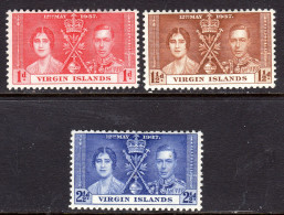 VIRGIN ISLANDS - 1937 CORONATION SET (3V) FINE MOUNTED MINT MM * SG 107-109 - British Virgin Islands