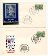 Germany, West 1970 2 FDCs Scott 1017 SABRIA National Stamp Exhibition In Saarbrücken; Bonn & Saarbrücken Postmarks - 1961-1970