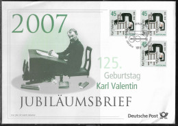 Germany. FDC Mi. 2610.125th Birth Anniversary Of Karl Valentin Ludwig Fey, 1882-1948.  FDC Cancellation On Big Envelope - 2001-2010