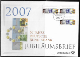 Germany. FDC Mi. 2618.   50th Anniversary Of German Federal Bank. Coins And Banknotes.  FDC Cancellation On Big Envelope - 2001-2010