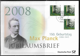Germany. FDC Mi. 2658.   150th Birth Anniversary Of Max Planck, 1858-1947, Physicist.  FDC Cancellation On Big Envelope - 2001-2010