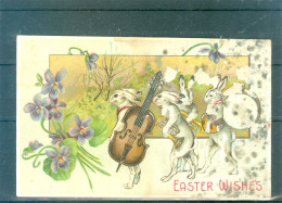 3 Cartes - Relief - Gaufrée - Embossed - Prage - Lapin - Tâche - Pâques