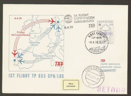 Portugal Premier Vol TAP Copenhagen Luxembourg 1979 First Flight - Cartas & Documentos