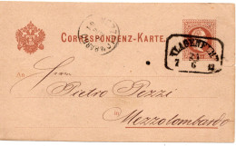 76658 - Österreich - 1881 - 2Kr GAKte KLAGENFURT -> MEZZOLOMBARDO - Lettres & Documents