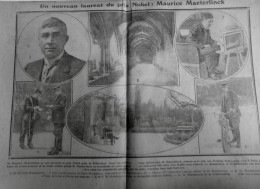 1911 EXCELSIOR ARTICLE DE PRESSE PRIX NOBEL MAURICE MAETERLINC  1 JOURNAL ANCIEN - Plaques De Verre