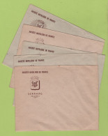 5 ENVELOPPES VIDES SOCIETE HOTELIERE DE FRANCE SOCOFRA SERNHAC GARD / REFUGE HOTEL DE LA MONGIE PRES BAGNERES DE BIGORRE - Werbung