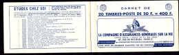 Carnet Complet ** 20 Timbres 20F Muller, 1011B-C5 Avec Pub CALBERSON, TV GRAMMONT, CALBERSON, SATAM - Nuevos