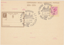 ITALIA  - REPUBBLICA - ANNULLO DI BERGAMO -  CENTENARIO DELLA  CARTOLINA POSTALE -1874-974 - - Postwaardestukken