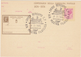 ITALIA  - REPUBBLICA - ANNULLO DI BERGAMO -  CENTENARIO DELLA  CARTOLINA POSTALE -1874-974 - - Ganzsachen