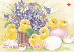 Postal Stationery - Chicks - Easter Eggs - Flowers In The Basket - Red Cross 1999 - Suomi Finland - Postage Paid - Enteros Postales