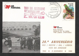 Portugal 20 Ans Premier Vol TAP Lisbonne Sal Recife Rio Brèsil Brasil 1980 Lisbon Rio Brazil 20 Years Flight - Cartas & Documentos