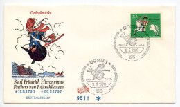 Germany, West 1970 FDC Scott 1020 Count Karl Friedrich Hieronymus Freiherr Von Münchhausen - 1961-1970