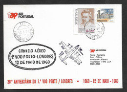 Portugal 20 Ans Premier Vol TAP Lisbonne Londres Royaume Uni 1980 Lisbon Londres United Kingdom 20 Years First Flight - Lettres & Documents