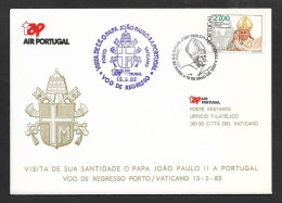 Portugal Vol TAP Retour Visite Pape Jean Paul II Porto Vatican 1982 Pope Visit To Portugal Retunr Flight Oporto Vatican - Papes