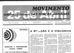 Journal Of Armed Forces Movement Of April 25, 1974. 12-page Newspaper 11/03/1975. MFA. Revolution 25 April. Rare - Historische Dokumente