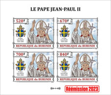 Burundi 2023, Pope J. Paul II, Sheetlet1 IMPERFORATED - Unused Stamps