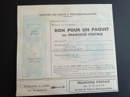 "Bon Pour Un Paquet En Franchise Postale" 15 Neuf - Timbres De Franchise Militaire