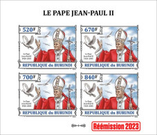 Burundi 2023, Pope J. Paul II, Sheetlet4 IMPERFORATED - Neufs