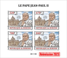 Burundi 2023, Pope J. Paul II, Sheetlet2 IMPERFORATED - Papas