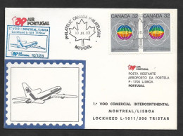 Portugal Premier Vol TAP Lockheed TriStar Montreal Canada Lisbonne 1983 First Flight Montreal Lisbon - Lettres & Documents