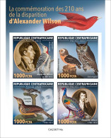 Centrafrica 2023, A. Wilson, Birds, Owl, 4val In BF IMPERFORATED - Uilen
