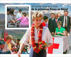 Centrafrica 2023, Diana In Nepal, Red Cross, BF IMPERFORATED - Croix-Rouge
