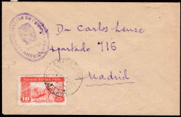 Málaga - 10 Cts. Asociación Benéfico Correos - Sobre Con Franquicia + Mat "Antequera 10/9/52" - Cartas & Documentos