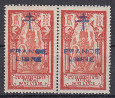 INDE FRANCE LIBRE N° 181 SURCHARGE EMPATEE + NORMAL NEUF ** GOMME SANS CHARNIERE - Unused Stamps