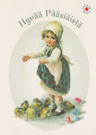 Postal Stationery - Girl Standing Among Chicks - Happy Easter - Red Cross 2010 - Suomi Finland - Postage Paid - Entiers Postaux