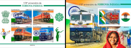 Guinea Bissau 2023, Trains In India, 4val In BF +BF IMPERFORATED - Trenes