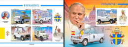 Guinea Bissau 2023, Popemobiles, Pope J. Paul II, 4val In BF +BF IMPERFORATED - Papes