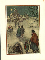 Carte Double Illustration Anton Pieck -    Eglise, Neige, Personnages - Pieck, Anton