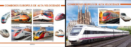 Guinea Bissau 2023, European Speed Trains, 4val In BF +BF IMPERFORATED - Treinen