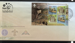 SCOUTS - HUNGARY -  2007 - EUROPA / SCOUTS/ BADEN POWELL SOUVENIR SHEET ON ILLUSTRATED FDC  - Storia Postale