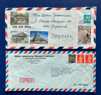 JAPAN NIPPON JAPON, 2 SOBRES CIRCULADO A DINAMARCA (LOTE 1) - Airmail