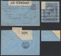 GB / 1915 PERFIN "KS/&Co" ON CENSORED COVER ==> SWITZERLAND - NAME ENGRAVED ON BACK (ref 9012) - Gezähnt (perforiert)