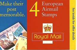 GREAT BRITAIN, WINDOW BOOKLET (RETAIL), 1998, GGA2, 4x30p Air Mail Europe - Booklets