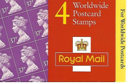 GREAT BRITAIN, WINDOW BOOKLET (RETAIL), 1996, GL1, 4x World Wide Postcards - Carnets