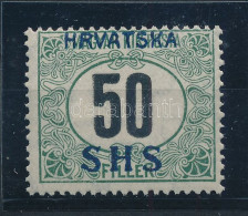 ** SHS 1918 Zöldportó 50f Fekvő Vízjellel, Bodor Vizsgálójellel. Certificate: Zrinjscak (54.000) - Otros & Sin Clasificación