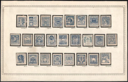 1898 25 Klf Turul Pályázati Bélyegterv Kék Színben, A Tervező Művészek Nevével, Papírlapra Ragasztva / 25 Different Turu - Other & Unclassified