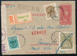 1940 Díjkiegészített Díjjegyes Zárt Levelezőlap Ajánlott Küldeményként Németországba, Ott Cenzúrázva - Sonstige & Ohne Zuordnung