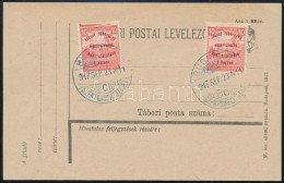 1917 Margitsziget 2 X 10f Bélyeg Címzetlen Képeslapon Alkalmi Bélyegzéssel. Az Egyik Bélyegen Felül Erős Festék Elkenődé - Other & Unclassified